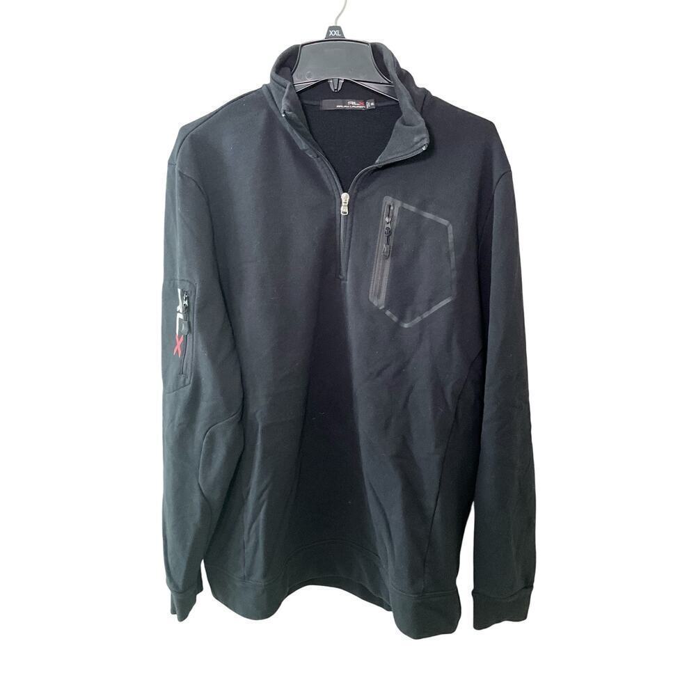 RLX Ralph Lauren Sweatshirt Half Zip Pullover Heavyweight Black Mens Size‎ XXL